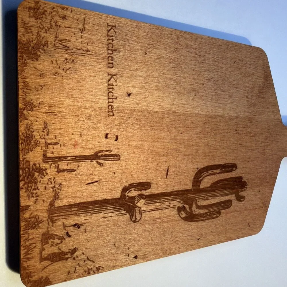 JK Adams Wooden Cutting Board Charcuterie Paddle Laser Engraved Cactus CA Custom